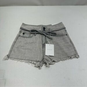 KANCAN tamsin belted high rise Gray Denim Women's Shorts nwt size small